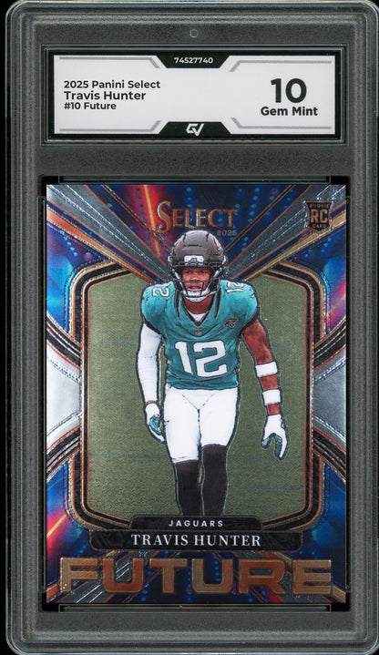 2025 Panini Select #10 Travis Hunter Future Rookie Card RC Graded 10 Gem Mint - Front