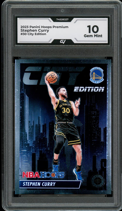 2023 Panini Hoops Premium #30 Stephen Curry City Edition Graded 10 Gem Mint - Front