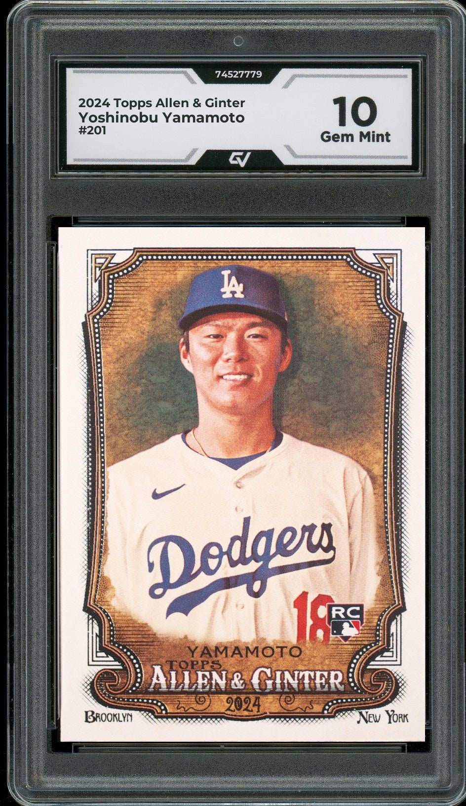 2024 Topps Allen & Ginter #201 Yoshinobu Yamamoto Rookie Card RC Graded 10 Gem Mint - Front