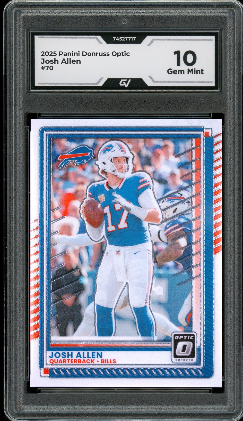 2025 Panini Donruss Optic #70 Josh Allen Graded 10 Gem Mint - Front