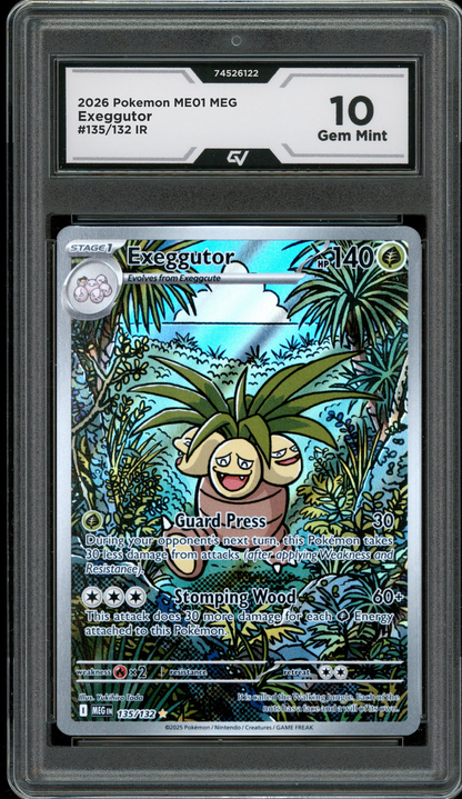2026 Pokemon ME01 Mega Evolutions #135/132 Exeggutor IR Graded 10 Gem Mint