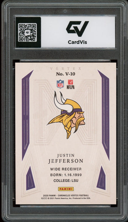 2020 Panini Chronicles #v10 Justin Jefferson Vertex Rookie Card RC Graded 10 Gem Mint - Back