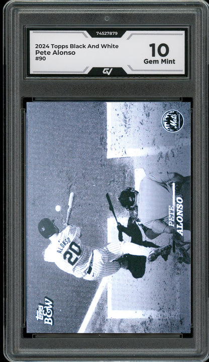 2024 Topps Black And White #90 Pete Alonso Graded 10 Gem Mint - Front