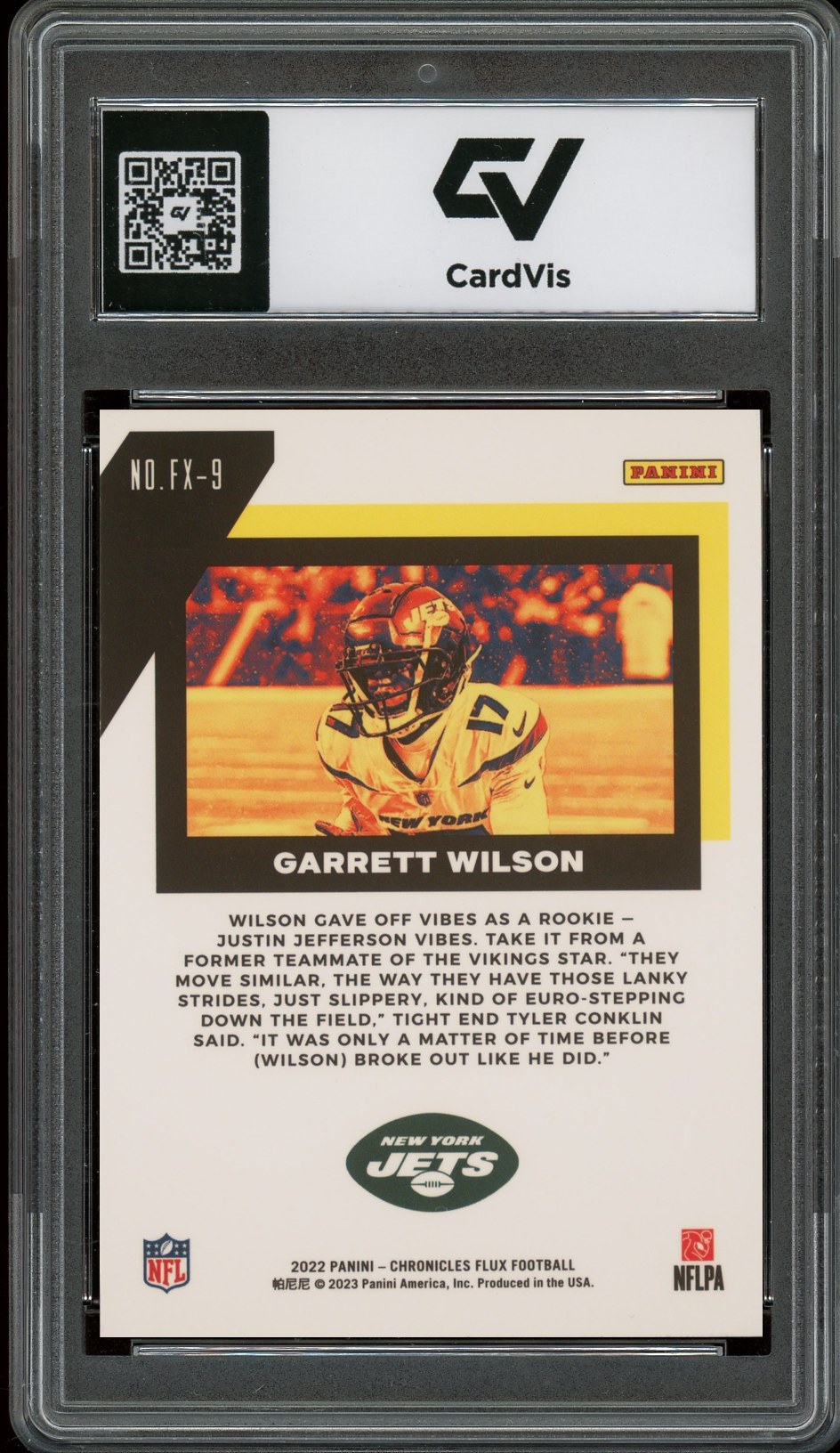 2022 Panini Chronicles #FX-9 Garrett Wilson Flux Rookie Card RC Graded 10 Gem Mint - Back