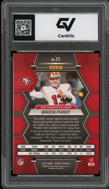 2023 Panini Mosaic #211 Brock Purdy Graded 10 Gem Mint - Back