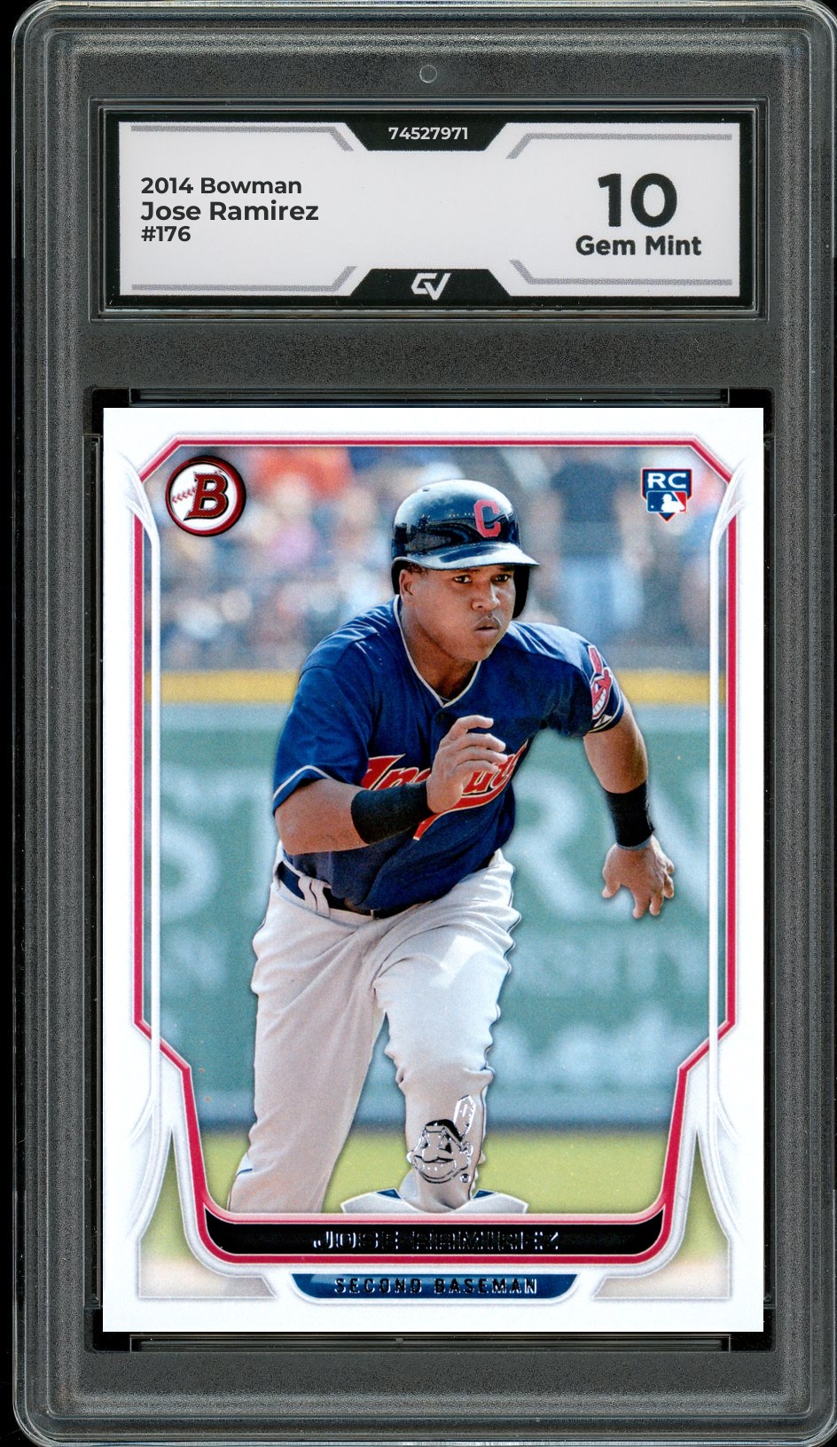 2014 Bowman #176 Jose Ramirez Rookie Card RC Graded 10 Gem Mint - Front