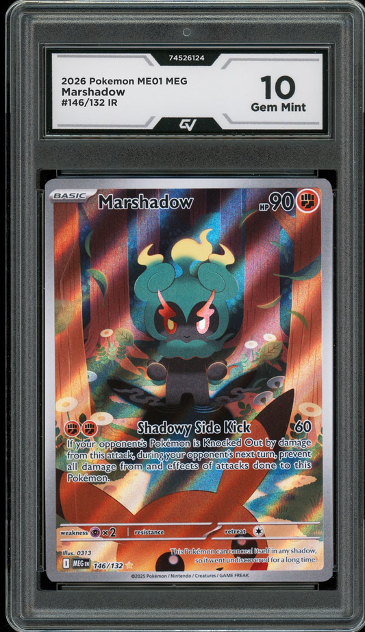 2026 Pokemon ME01 Mega Evolutions #146/132 Marshadow IR Graded 10 Gem Mint