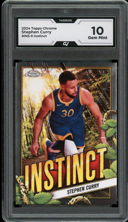 2024 Topps Chrome #INS-9 Stephen Curry Instinct Graded 10 Gem Mint - Front