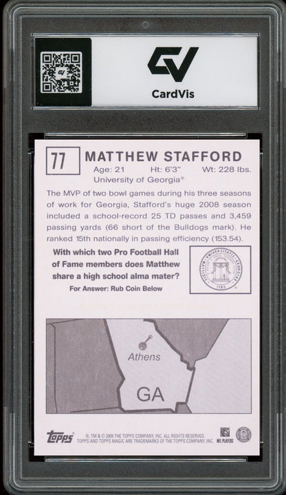 2009 Topps Magic #77 Matthew Stafford Rookie Card RC Graded 10 Gem Mint - Back