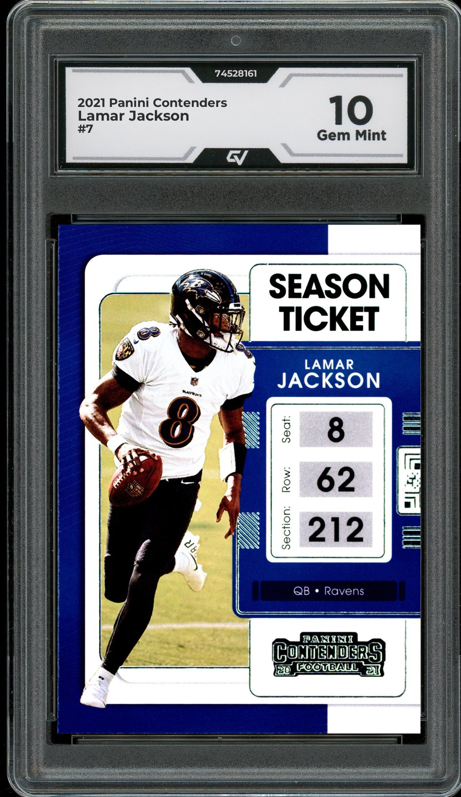 2021 Panini Contenders #7 Lamar Jackson Graded 10 Gem Mint - Front