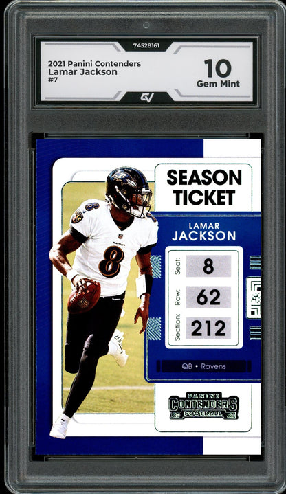 2021 Panini Contenders #7 Lamar Jackson Graded 10 Gem Mint - Front