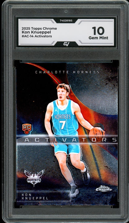 2025 Topps Chrome #AC-14 Kon Knueppel Activators Rookie Card RC Graded 10 Gem Mint - Front