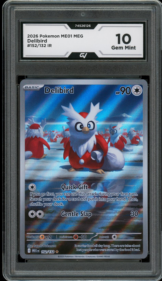 2026 Pokemon ME01 Mega Evolutions #152/132 Delibird IR Graded 10 Gem Mint