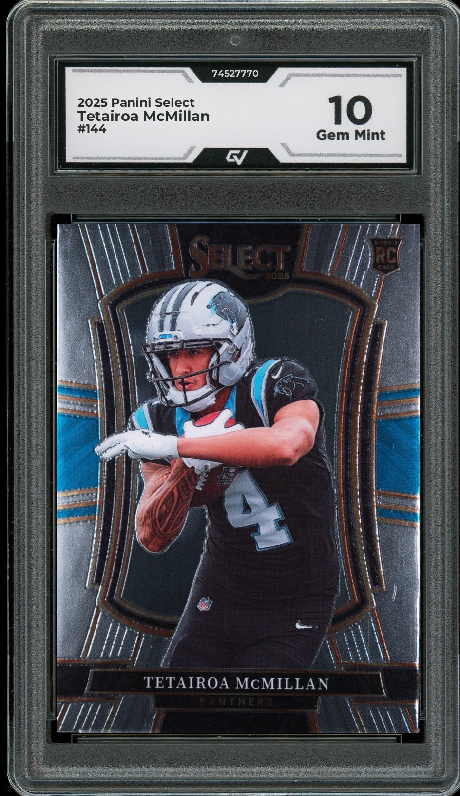 2025 Panini Select #144 Tetairoa McMillan Rookie Card RC Graded 10 Gem Mint - Front
