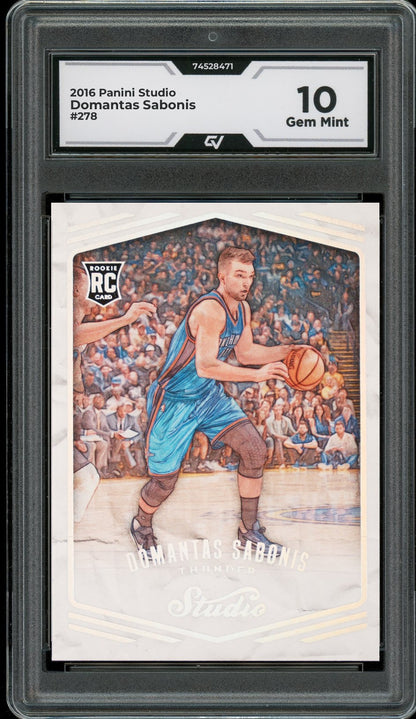 2016 Panini Studio #278 Domantas Sabonis Rookie Card RC Graded 10 Gem Mint - Front