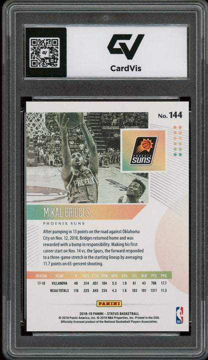 2018 Panini Status #144 Mikal Bridges Rookie Card RC Graded 10 Gem Mint - Back