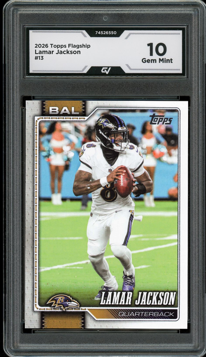2026 Topps Flagship #13 Lamar Jackson Graded 10 Gem Mint