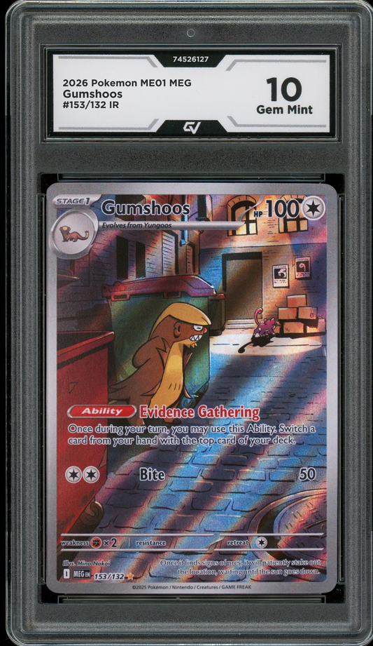 2026 Pokemon ME01 Mega Evolutions #153/132 Gumshoos IR Graded 10 Gem Mint