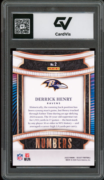 2025 Panini Select #2 Derrick Henry Select Numbers Graded 10 Gem Mint - Back