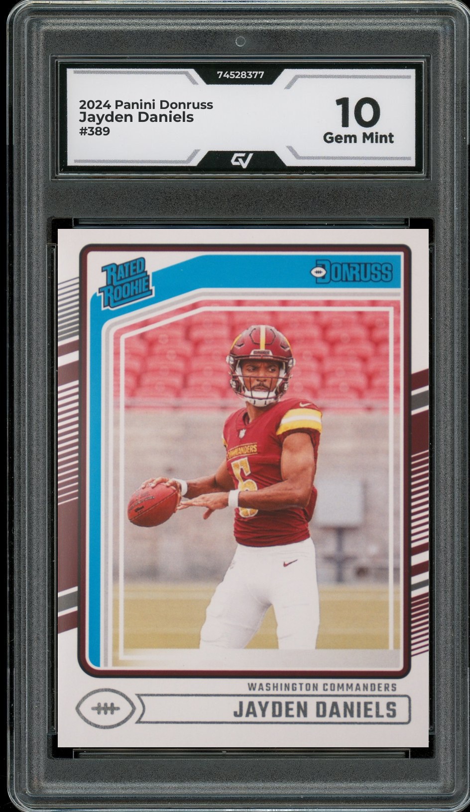 2024 Panini Donruss #389 Jayden Daniels Rookie Card RC Graded 10 Gem Mint - Front