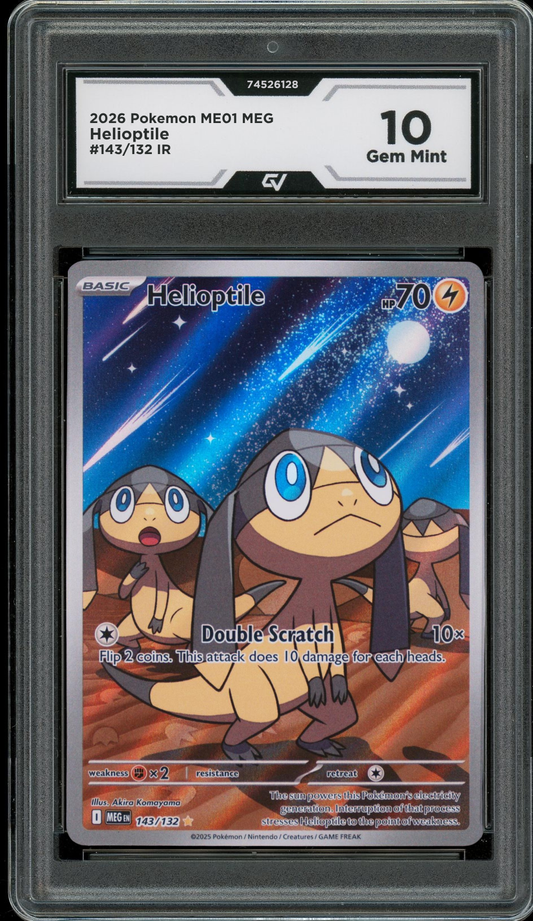 2026 Pokemon ME01 Mega Evolutions #143/132 Helioptile IR Graded 10 Gem Mint