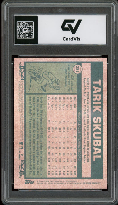 2026 Topps Heritage #281 Tarik Skubal Graded 10 Gem Mint - Back