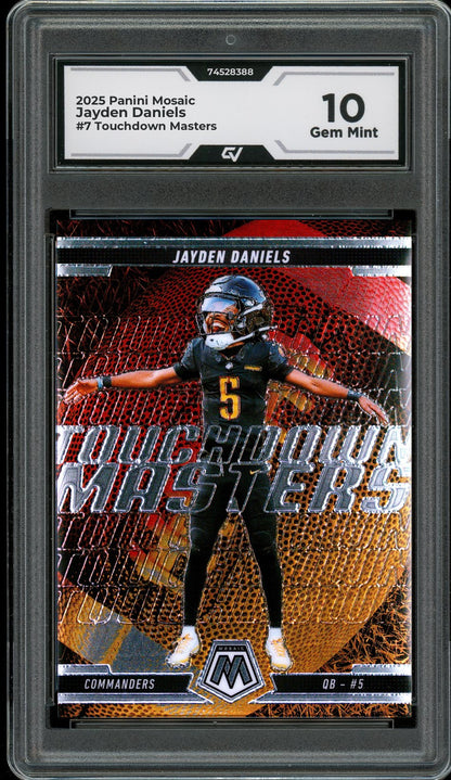 2025 Panini Mosaic #7 Jayden Daniels Touchdown Masters Graded 10 Gem Mint - Front