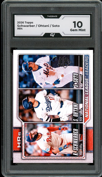 2026 Topps #84 Schwarber / Ohtani / Soto Graded 10 Gem Mint - Front