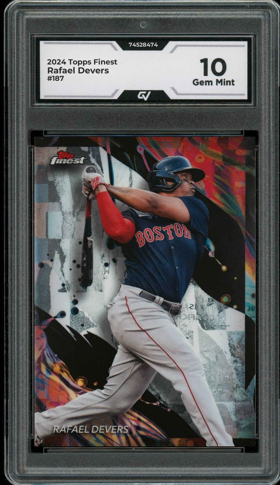 2024 Topps Finest #187 Rafael Devers Graded 10 Gem Mint - Front