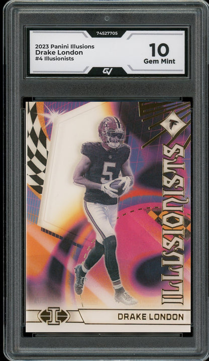 2023 Panini Illusions #4 Drake London Illusionists Graded 10 Gem Mint - Front