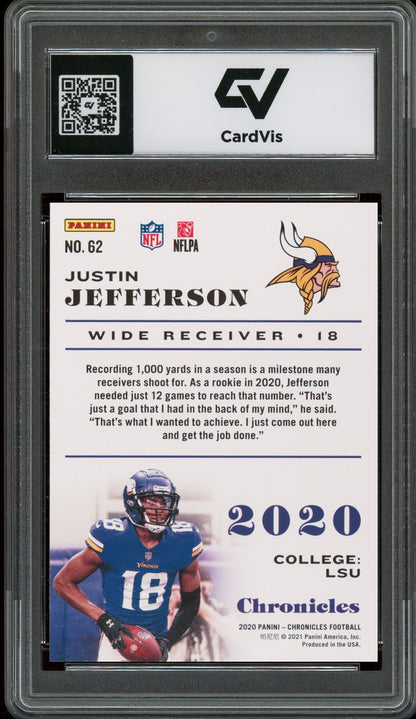 2020 Panini Chronicles #62 Justin Jefferson Graded 10 Gem Mint - Back