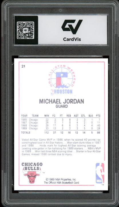 1989 Hoops #21 Michael Jordan All-Star Graded 10 Gem Mint - Back