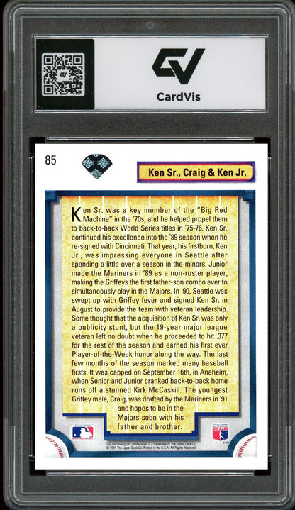 1992 Upper Deck #85 Ken Sr., Craig & Ken Jr. Bloodlines Graded 10 Gem Mint - Back