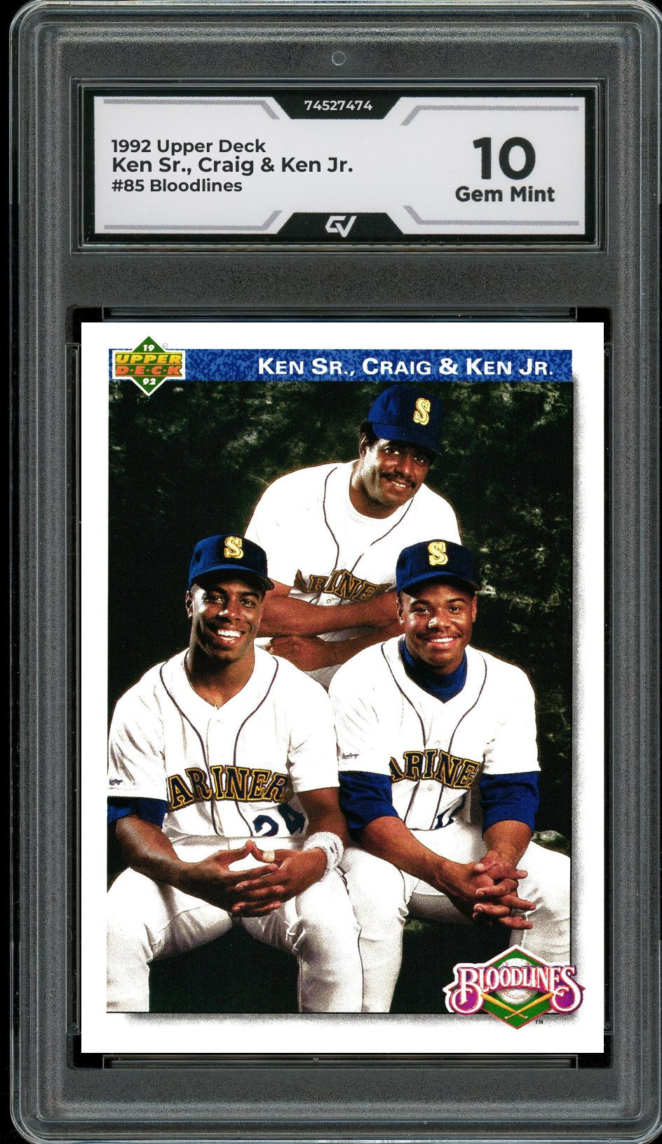 1992 Upper Deck #85 Ken Sr., Craig & Ken Jr. Bloodlines Graded 10 Gem Mint - Front