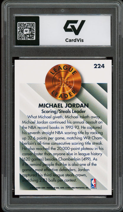 1993 Fleer #224 Michael Jordan Graded 10 Gem Mint - Back