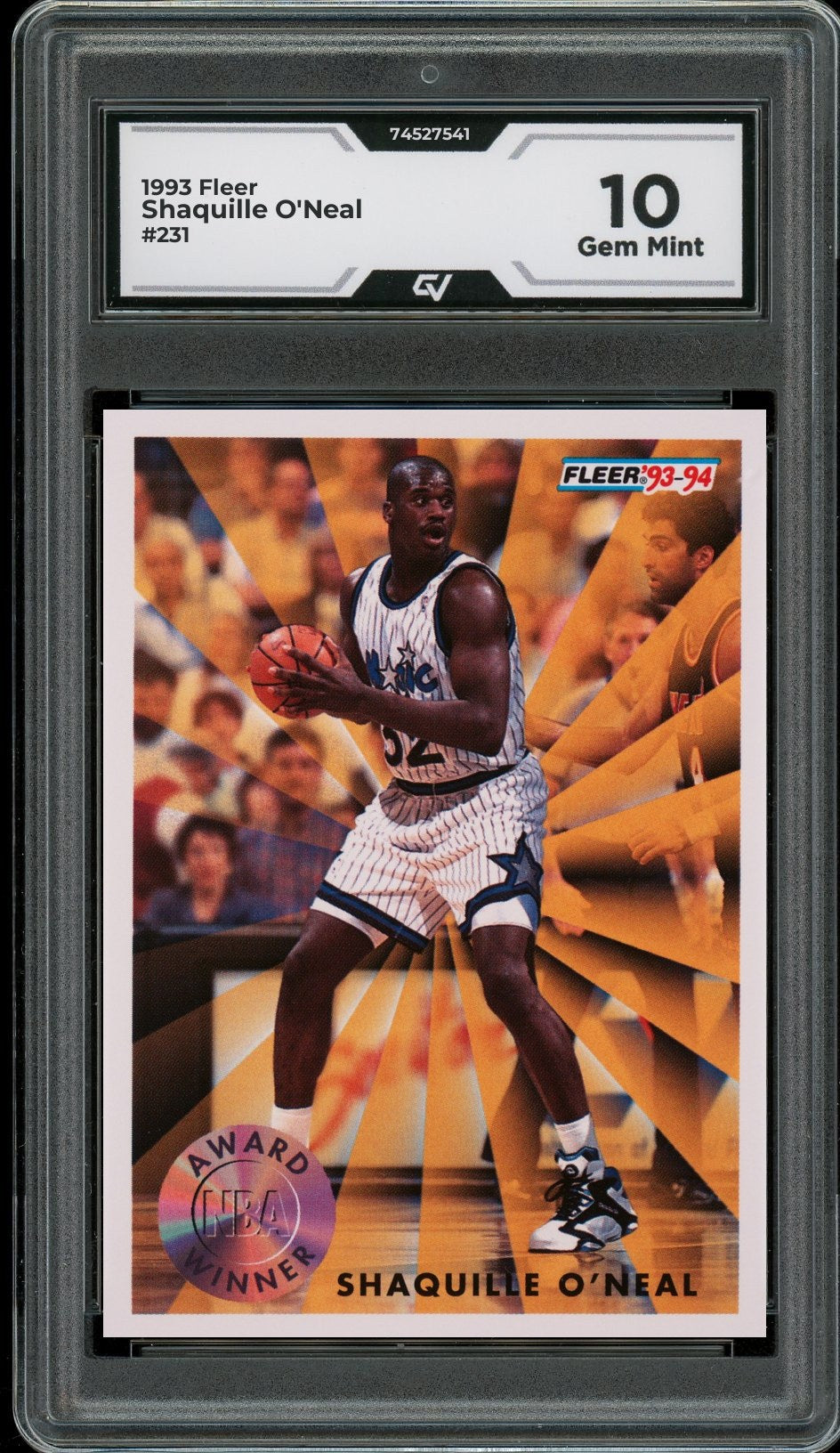 1993 Fleer #231 Shaquille O'Neal Graded 10 Gem Mint - Front