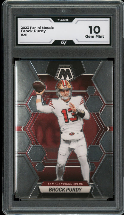 2023 Panini Mosaic #211 Brock Purdy Graded 10 Gem Mint - Front