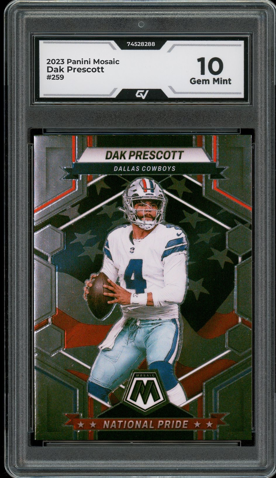 2023 Panini Mosaic #259 Dak Prescott Graded 10 Gem Mint - Front