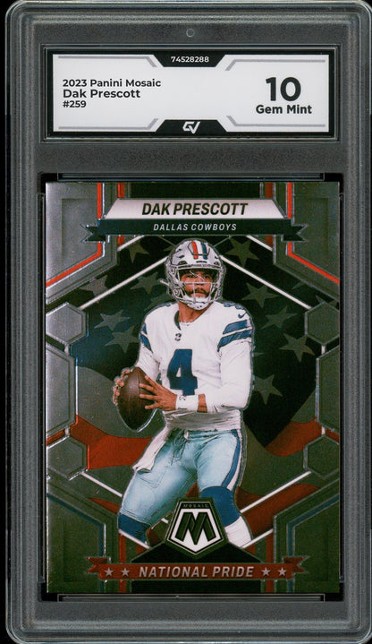 2023 Panini Mosaic #259 Dak Prescott Graded 10 Gem Mint - Front