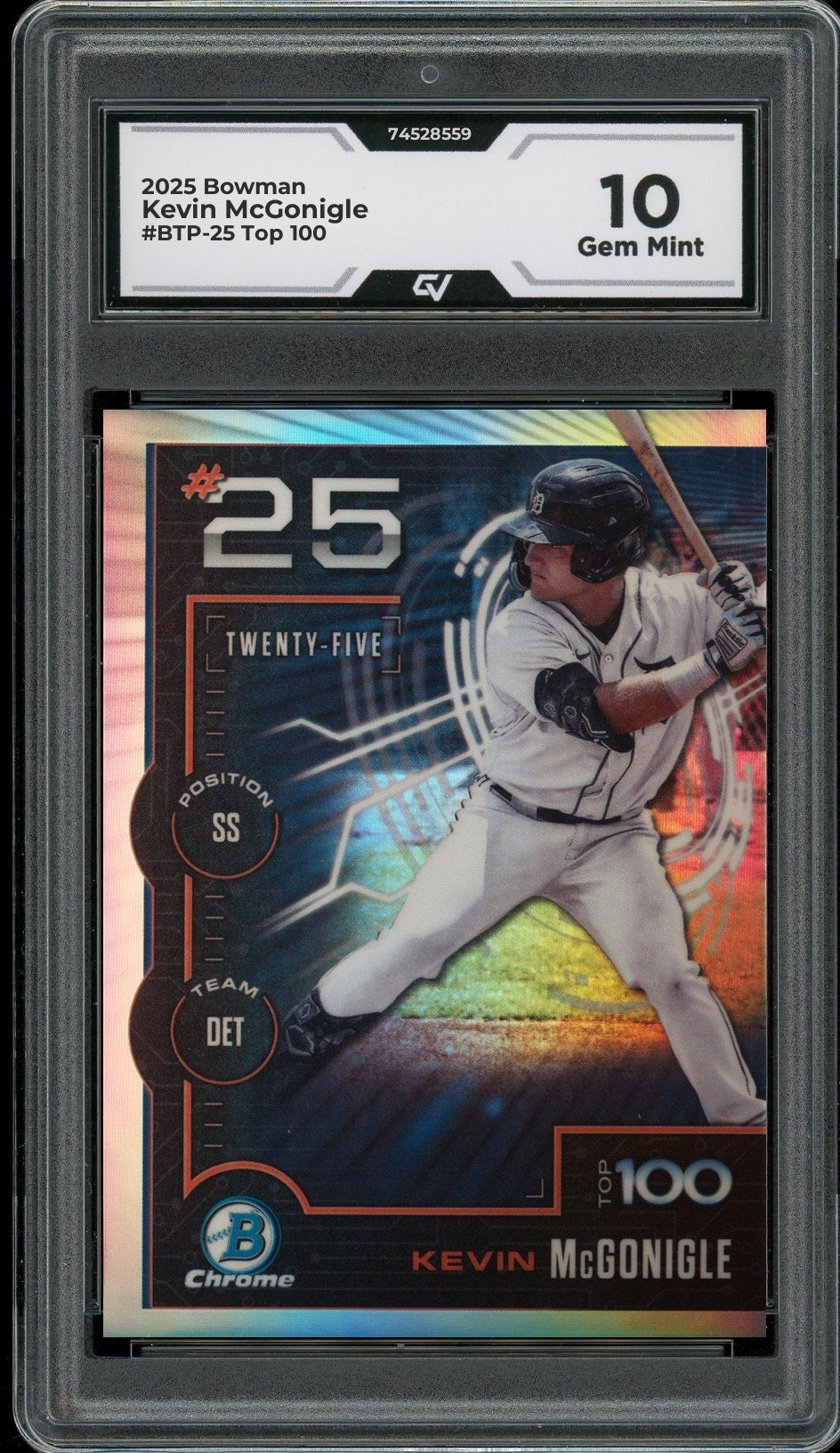 2025 Bowman #BTP-25 Kevin McGonigle Top 100 Graded 10 Gem Mint - Front