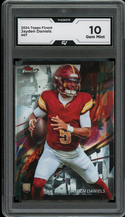 2024 Topps Finest #67 Jayden Daniels Rookie Card RC Graded 10 Gem Mint - Front