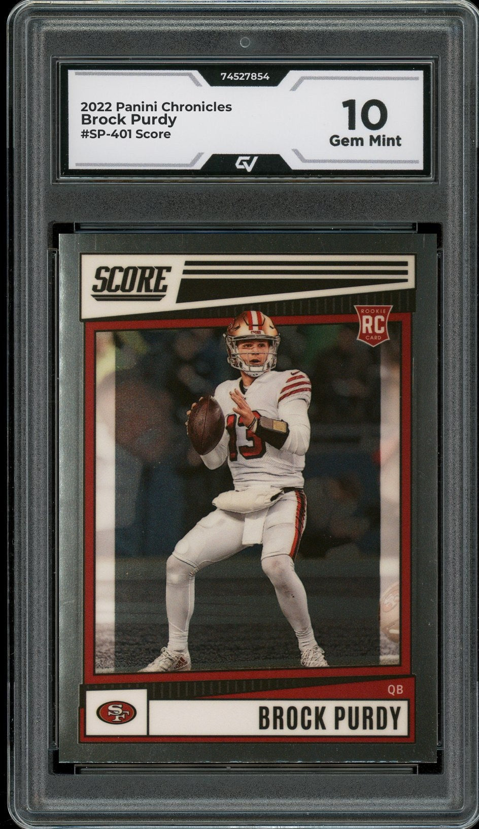 2022 Panini Chronicles #SP-401 Brock Purdy Score Rookie Card RC Graded 10 Gem Mint - Front