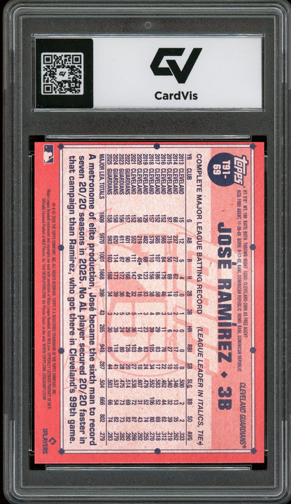 2026 Topps 1991 #69 Jose Ramirez Crackleboard Graded 10 Gem Mint - Back