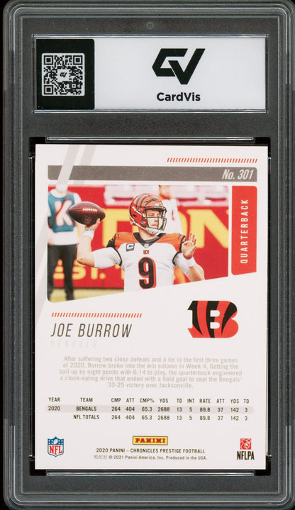 2020 Panini Chronicles #301 Joe Burrow Prestige Rookie Card RC Graded 10 Gem Mint - Back