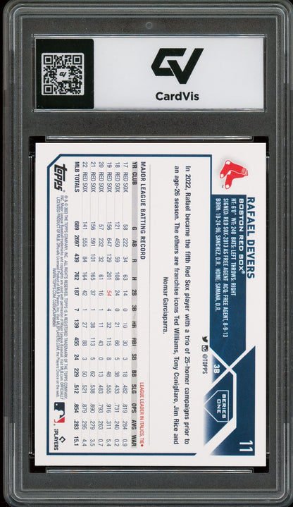2023 Topps #11 Rafael Devers Graded 10 Gem Mint - Back