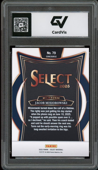 2025 Panini Select #79 Jacob Misiorowski Rookie Card RC Graded 10 Gem Mint - Back