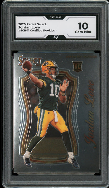 2020 Panini Select #SCR-11 Jordan Love Certified Rookies Rookie Card RC Graded 10 Gem Mint - Front