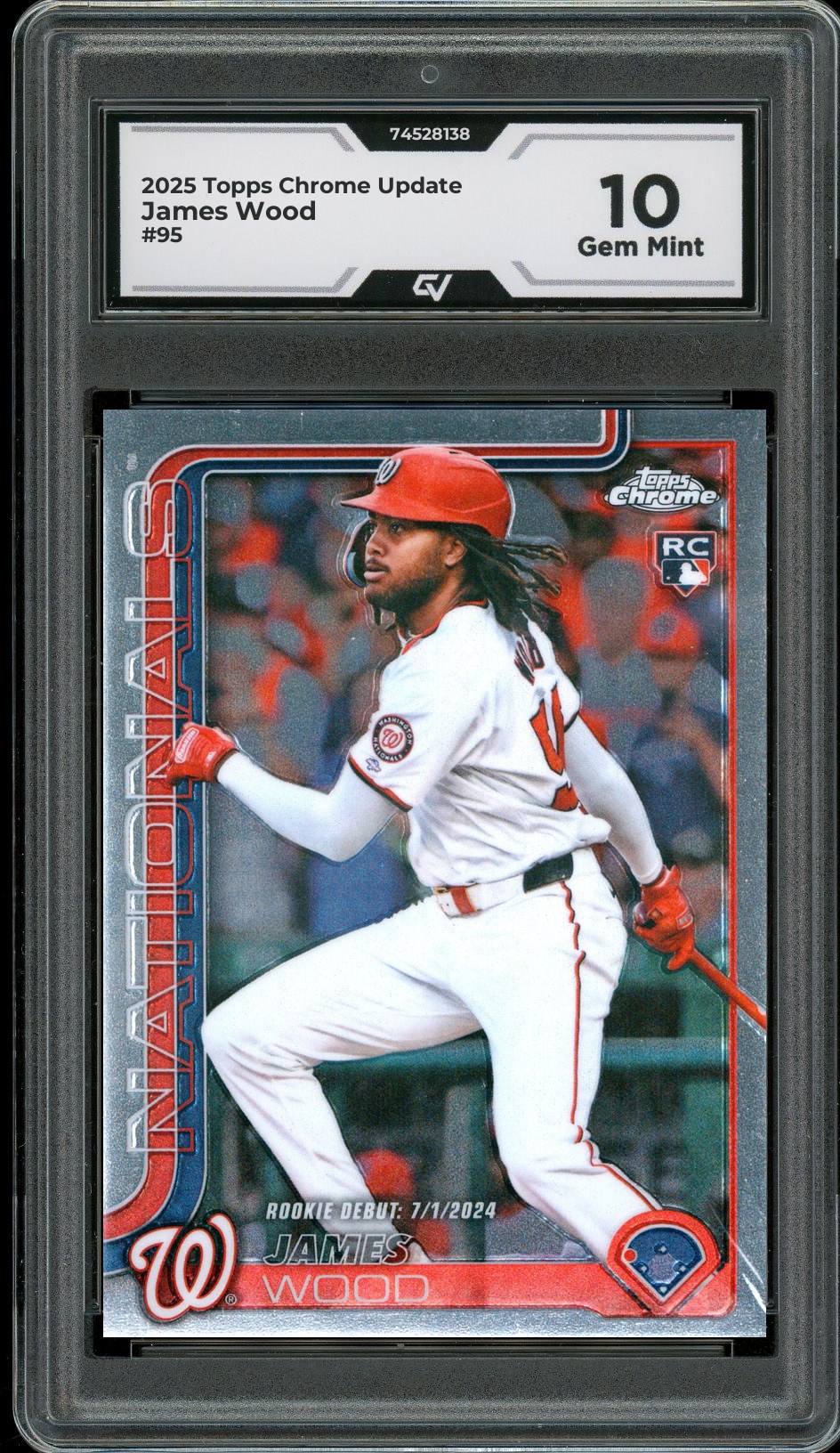 2025 Topps Chrome Update #95 James Wood Rookie Card RC Graded 10 Gem Mint - Front