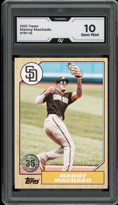2022 Topps #T87-55 Manny Machado Graded 10 Gem Mint - Front