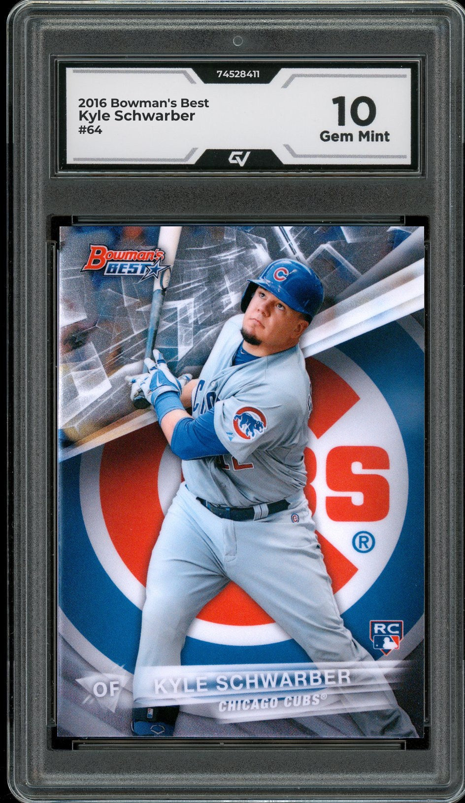 2016 Bowman's Best #64 Kyle Schwarber Rookie Card RC Graded 10 Gem Mint - Front